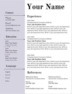 template example of a good resume